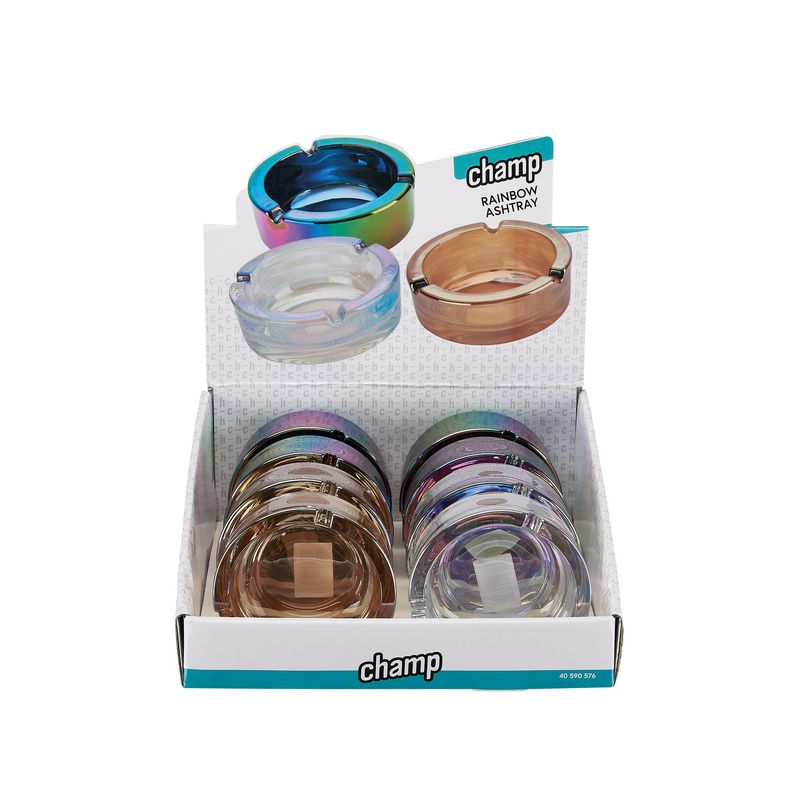 CHAMP RAINBOW GLASS ASHTRAY 9*3.8 cm-