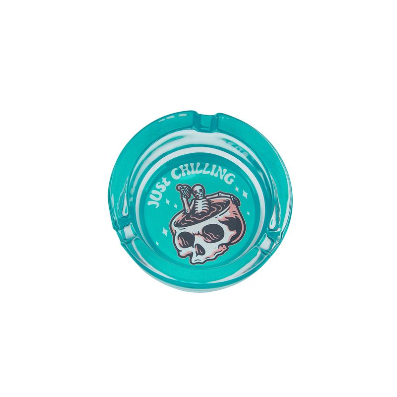 CH SKULL ROUND GLASS ASHTRAY DL-6
