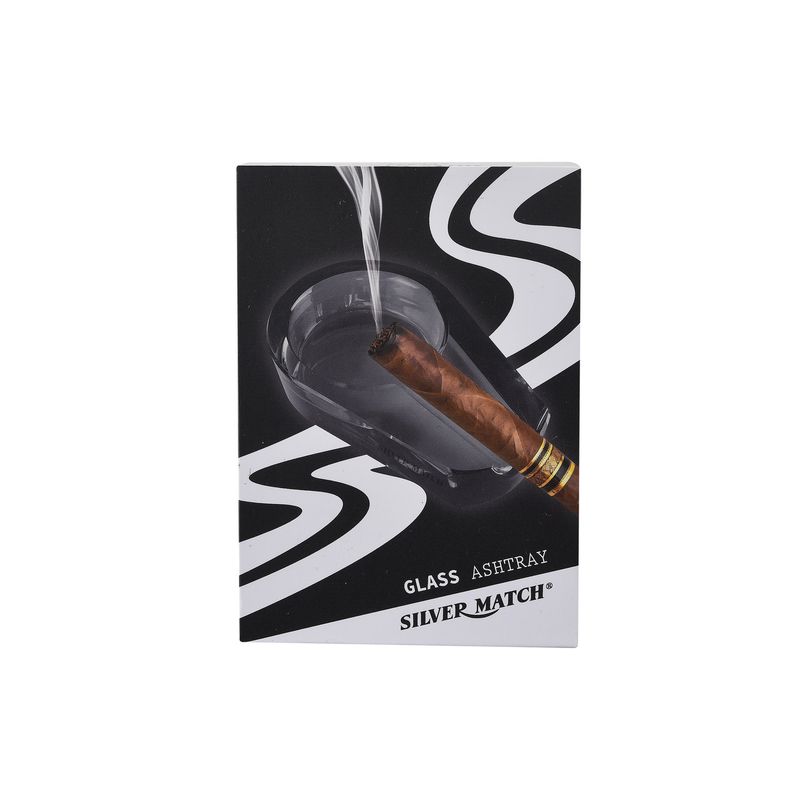 CH CIGAR GLASS ASHTRAY BLK GB DL-1