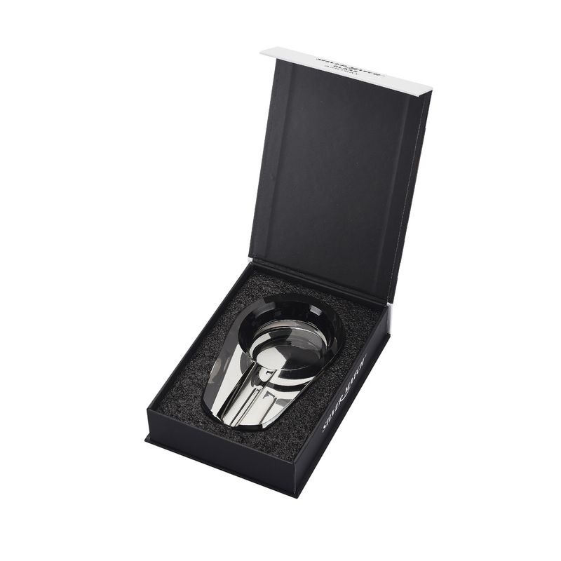 CH CIGAR GLASS ASHTRAY BLK GB DL-1
