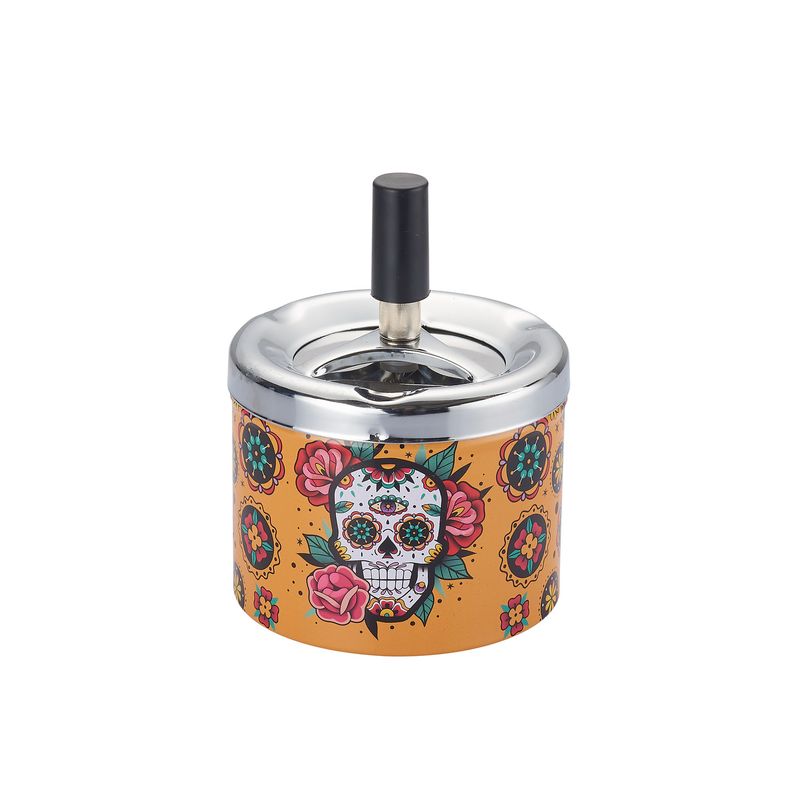 CH PUSH ASHTRAY COLORFUL SKULL DL-6