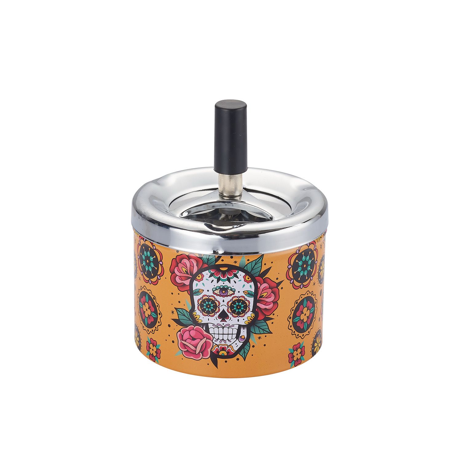 CH PUSH ASHTRAY COLORFUL SKULL DL-6
