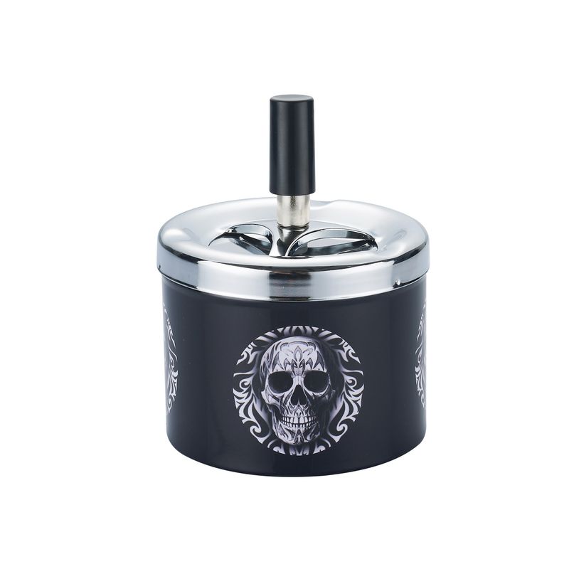 CH PUSH ASHTRAY BLK SKULL DL-6