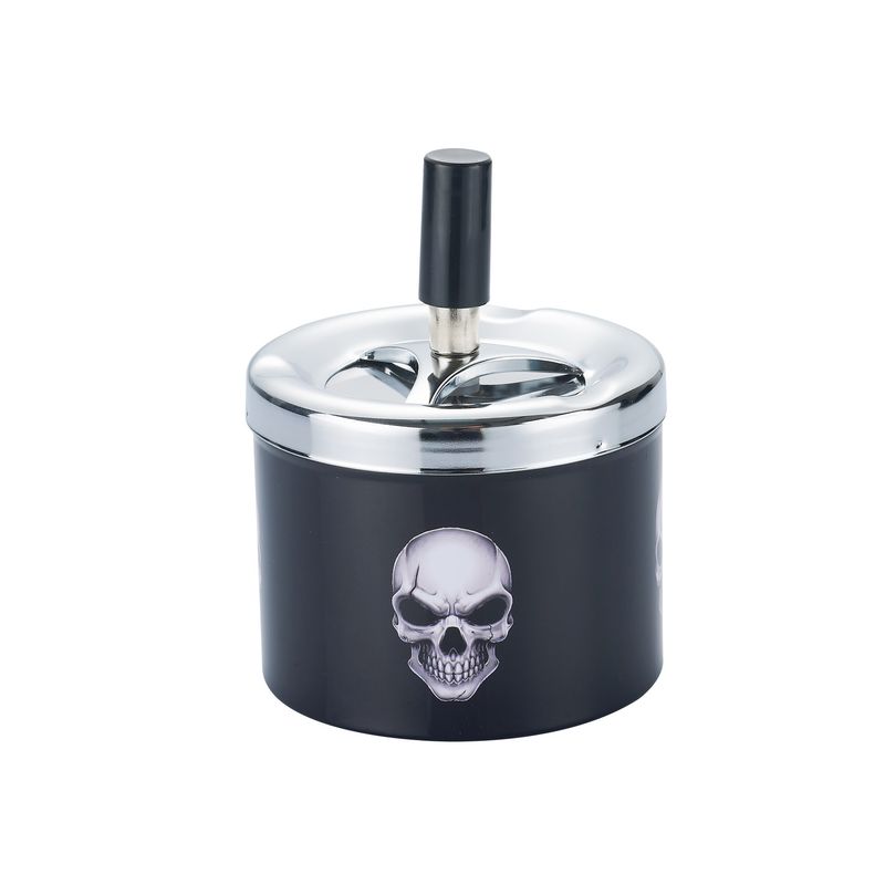CH PUSH ASHTRAY BLK SKULL DL-6