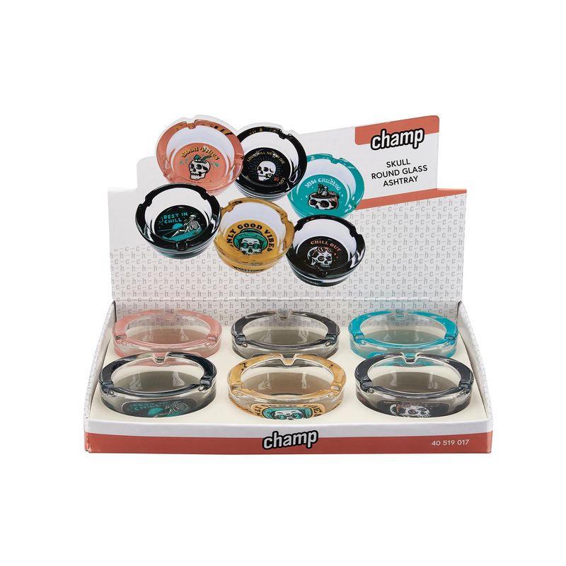 CH SKULL ROUND GLASS ASHTRAY DL-6 