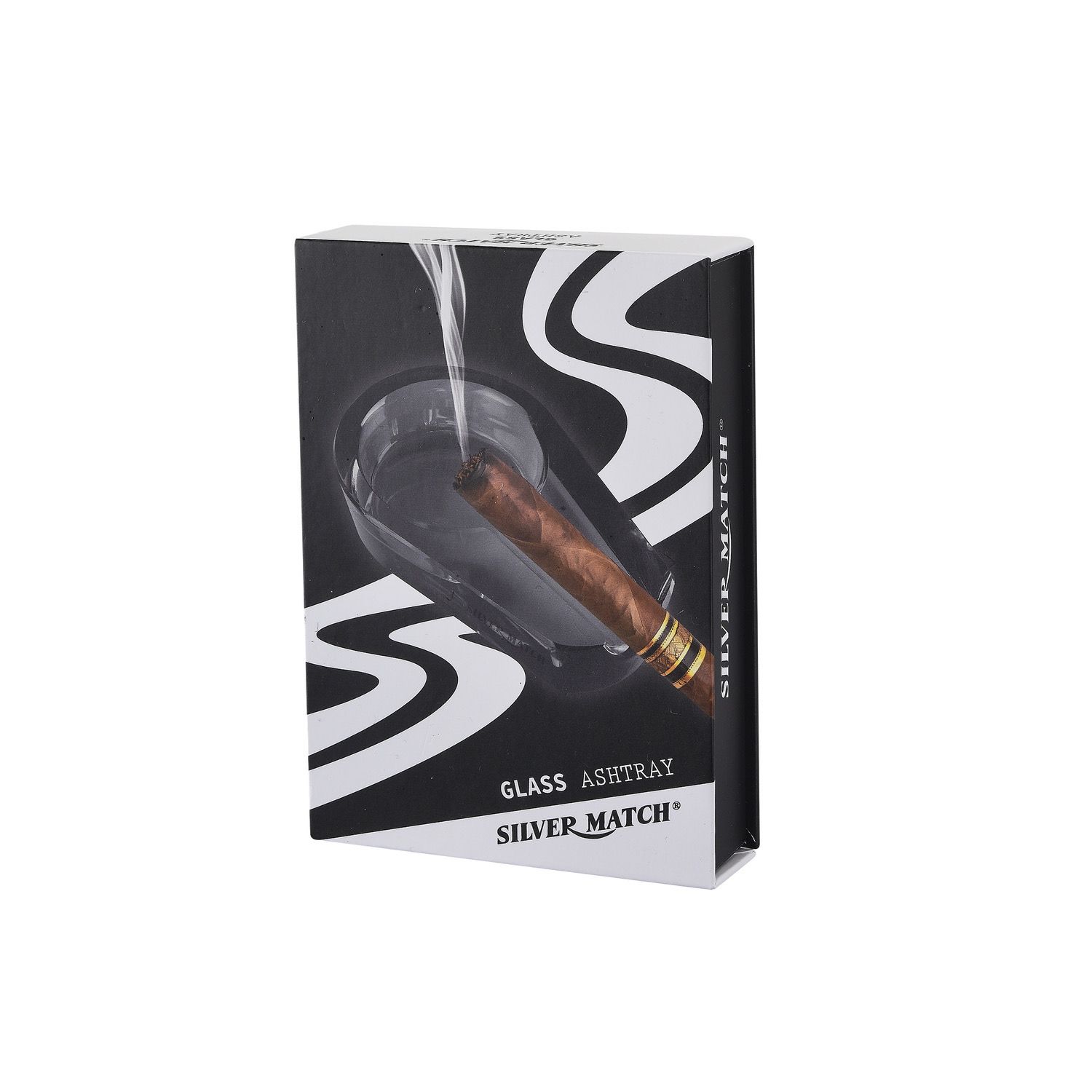 CH CIGAR GLASS ASHTRAY BLK GB DL-1 