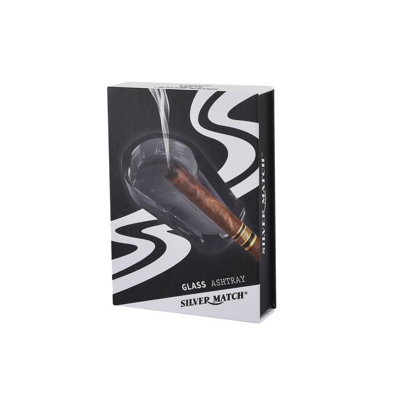 CH CIGAR GLASS ASHTRAY BLK GB DL-1 