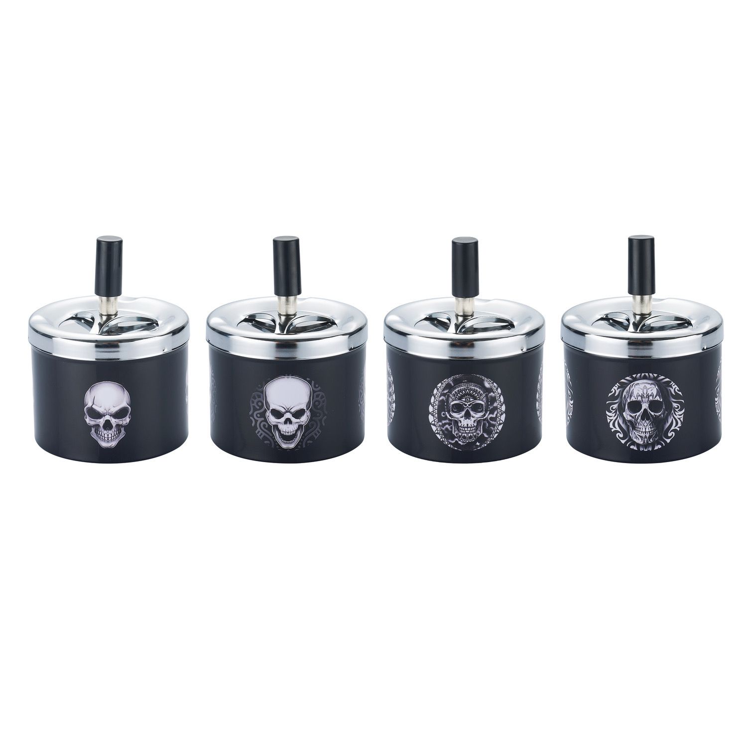 CH PUSH ASHTRAY BLK SKULL DL-6 