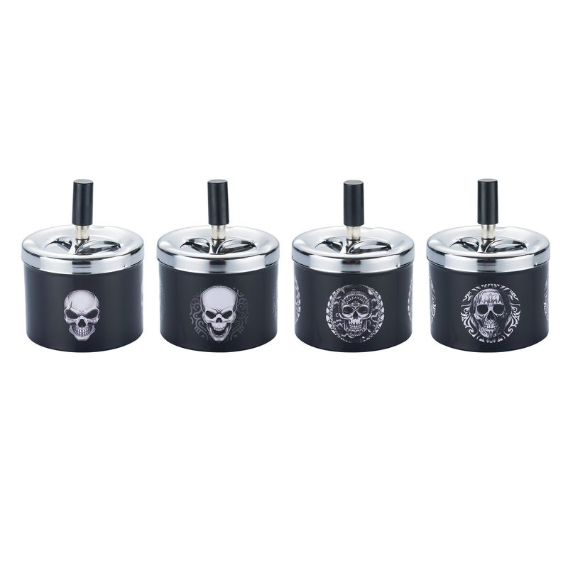 CH PUSH ASHTRAY BLK SKULL DL-6 