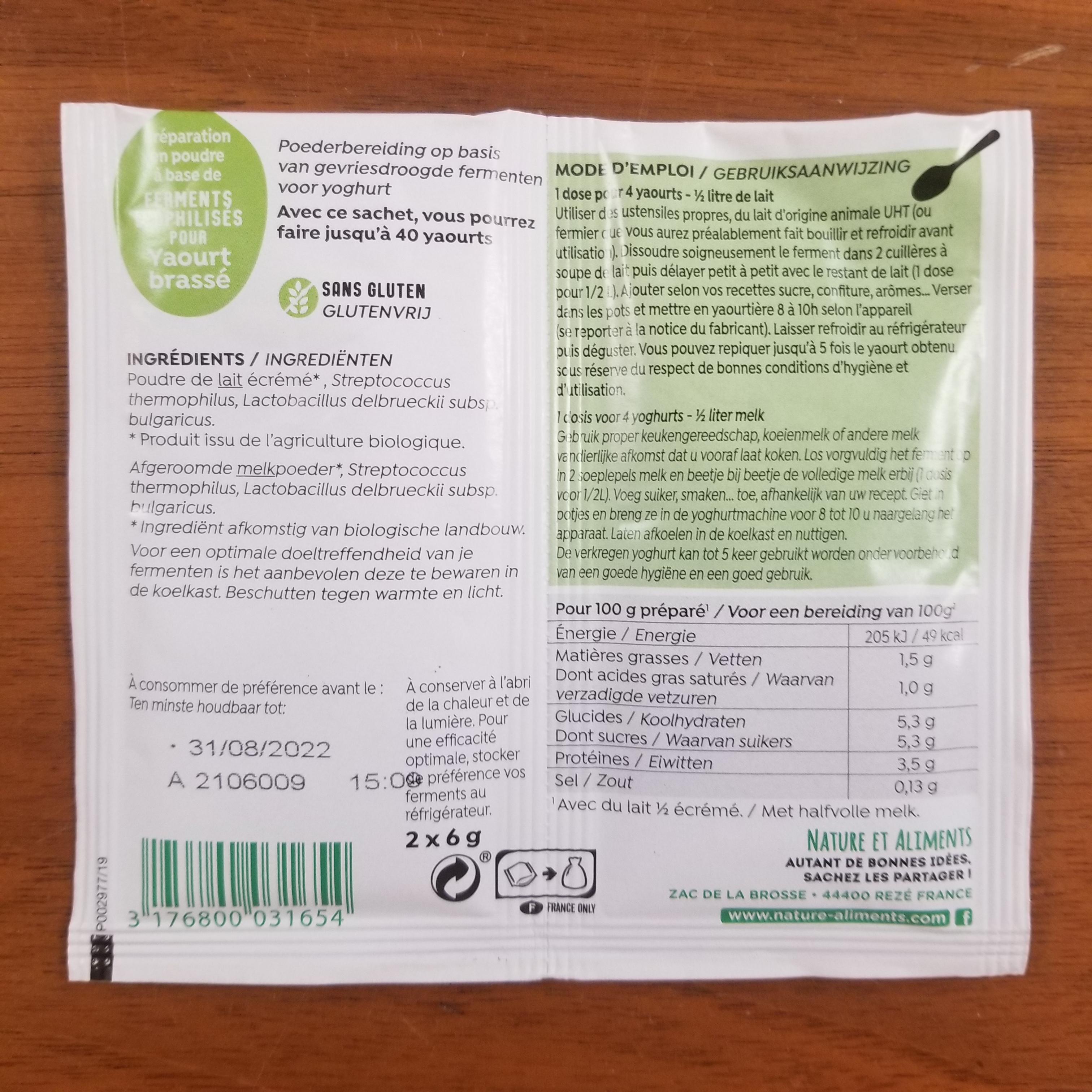 Sachets de Ferment pour yaourts brassés