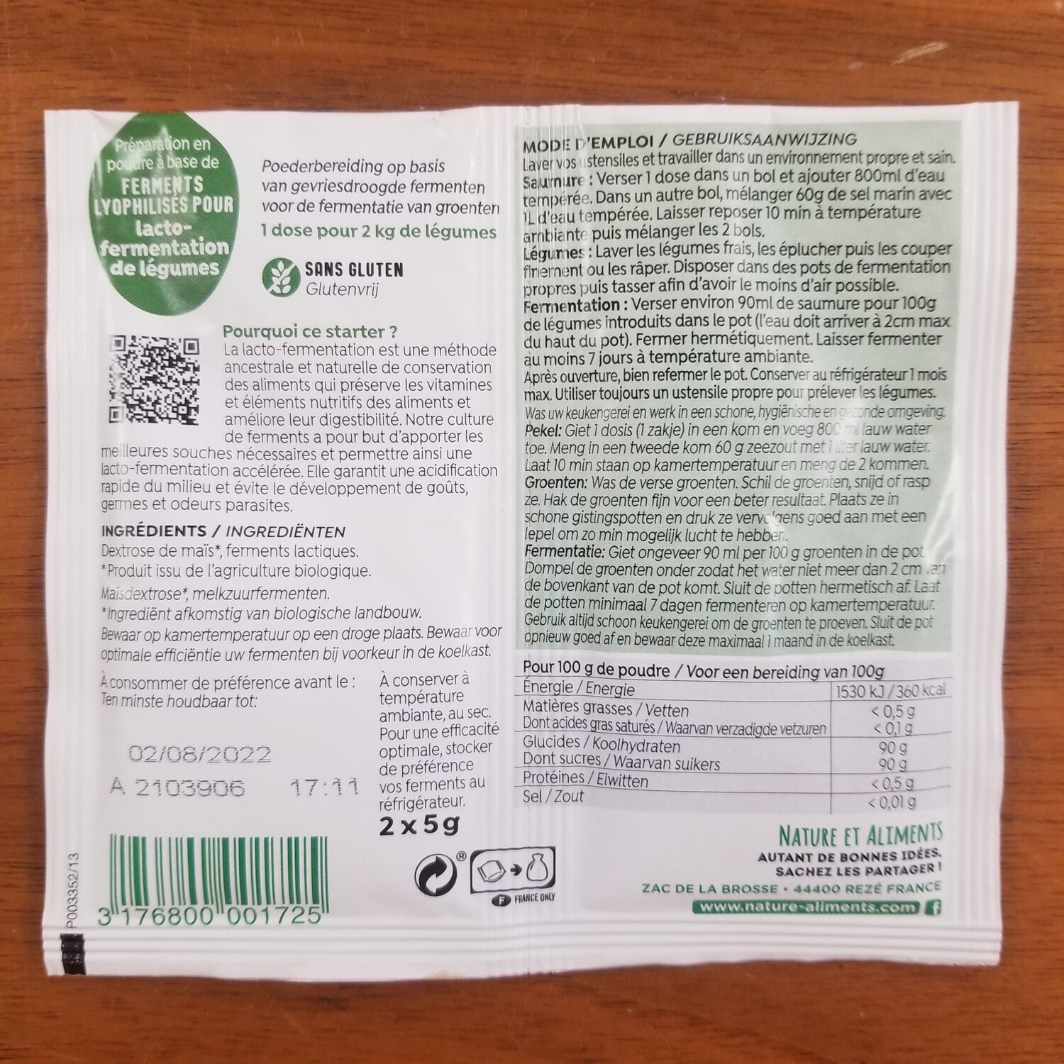 Sachets de Ferments pour légumes lacto-fermentés