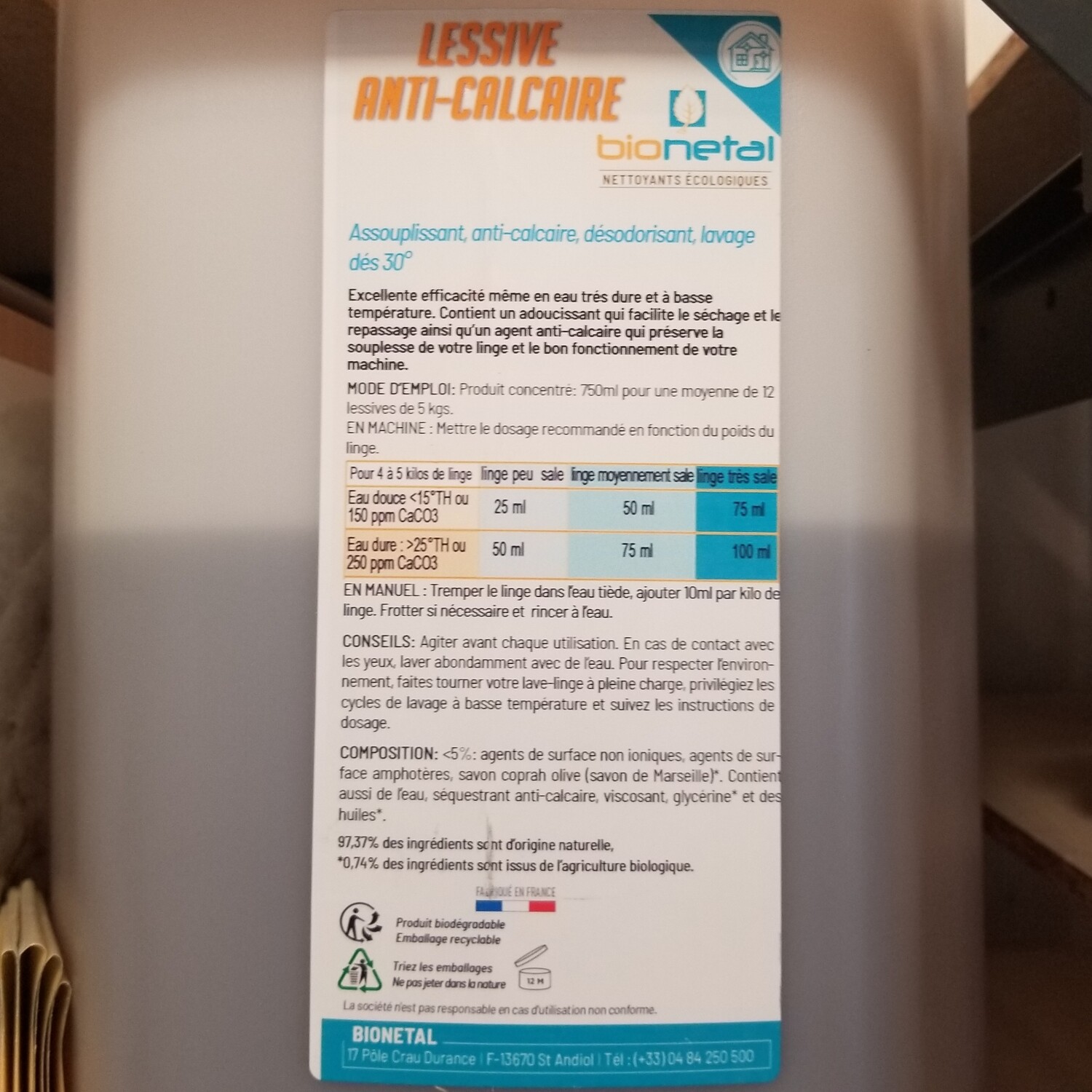 1kg de Lessive neutre