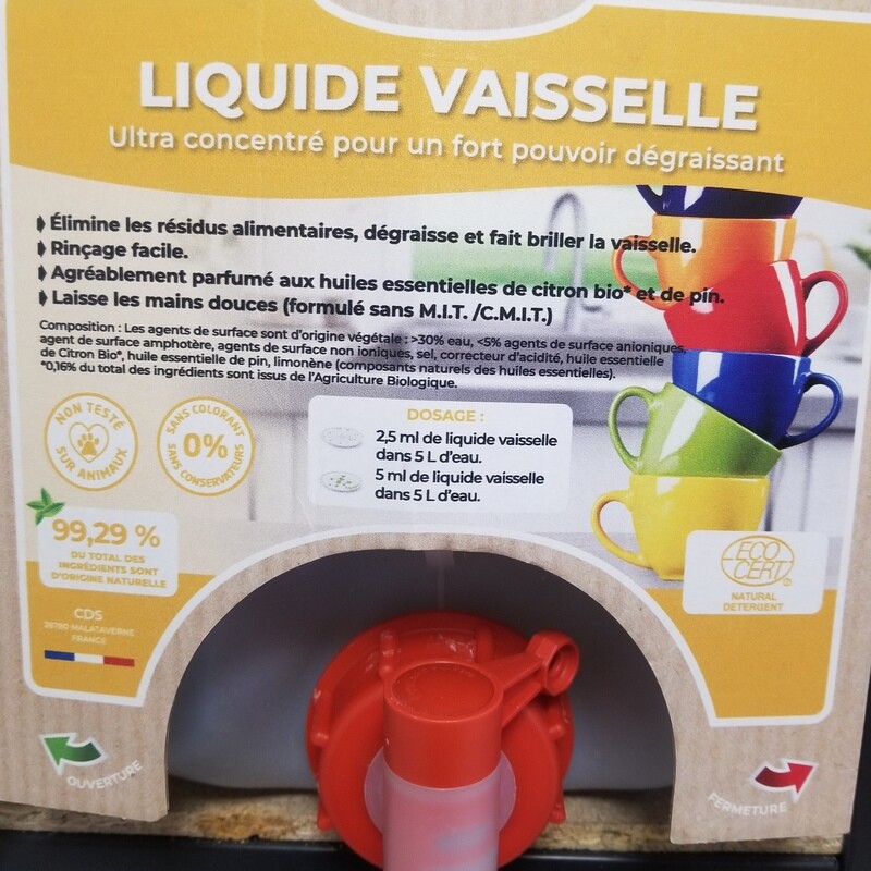 1kg de Liquide vaisselle au HE de citron bio et de pin