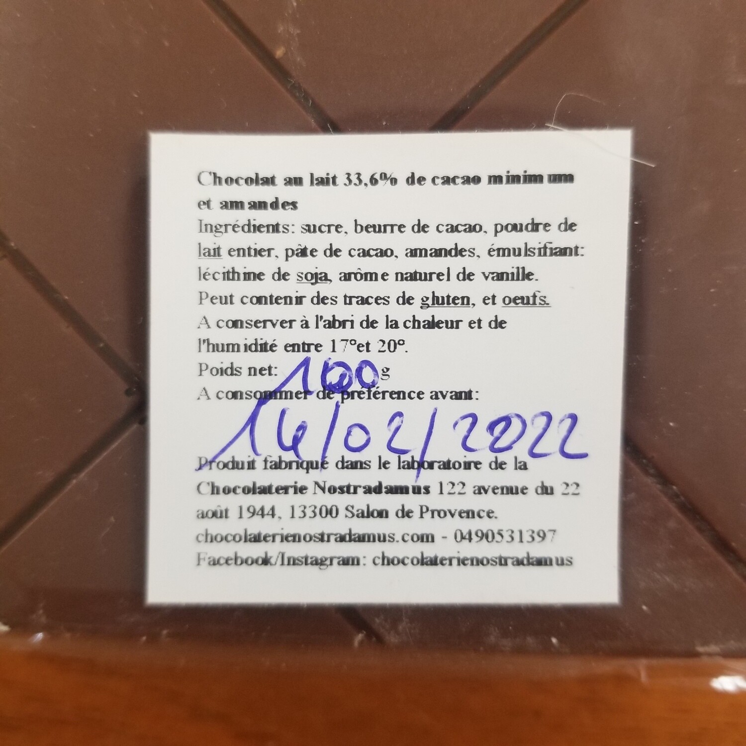 Tablette chocolat lait noisettes
