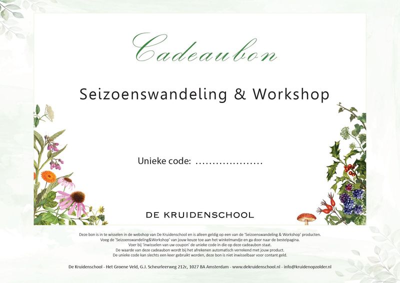 Cadeaubon voor één 'Seizoenswandeling&Workshop'