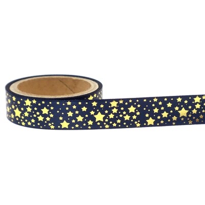 Multi Stars Design, Ribbon &amp; Print Colour: Navy Ribbon &amp; Gold Foil