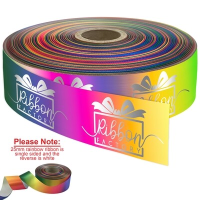 25mm - Rainbow Printed Ribbon (Single Sided Only)