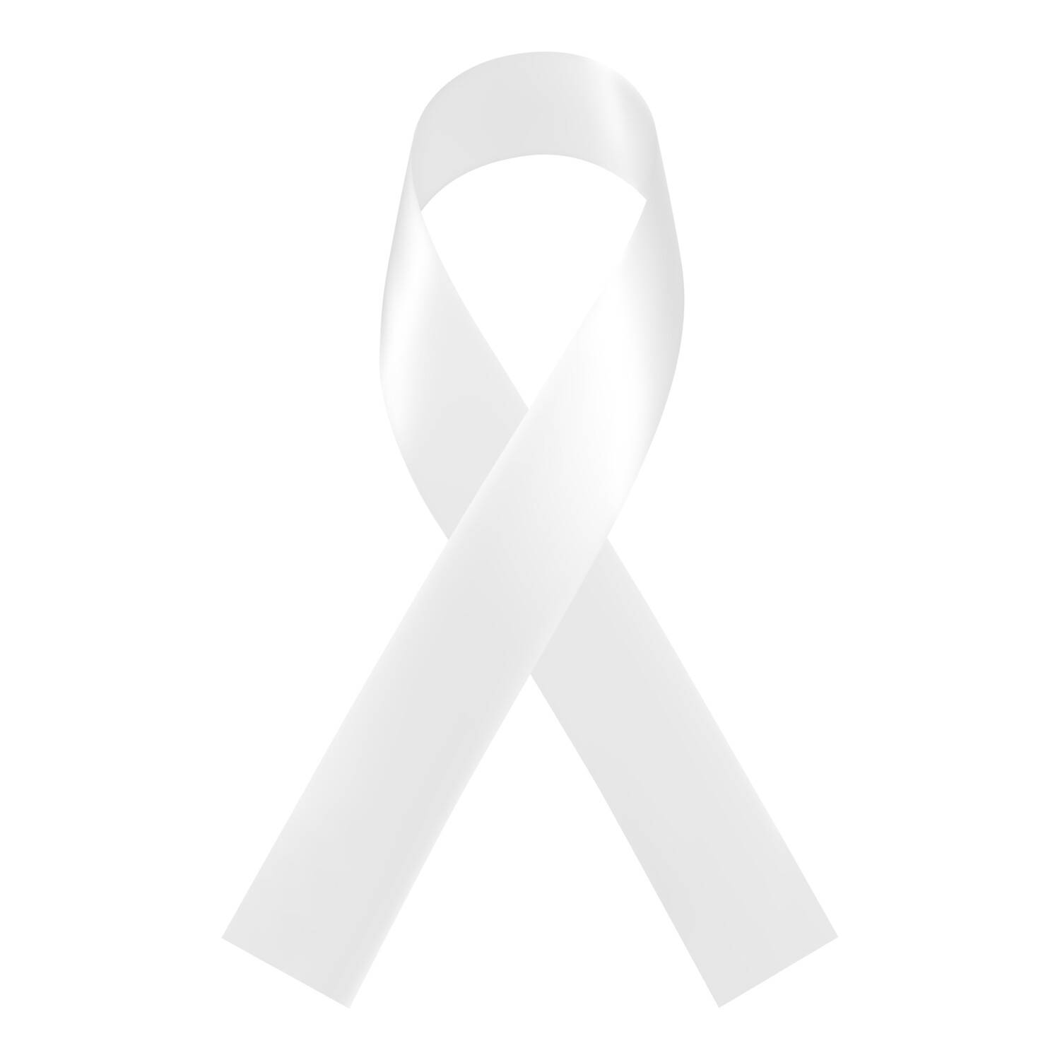15mm - Plain Memorial Awareness Ribbons, Ribbon Colour: WHITE