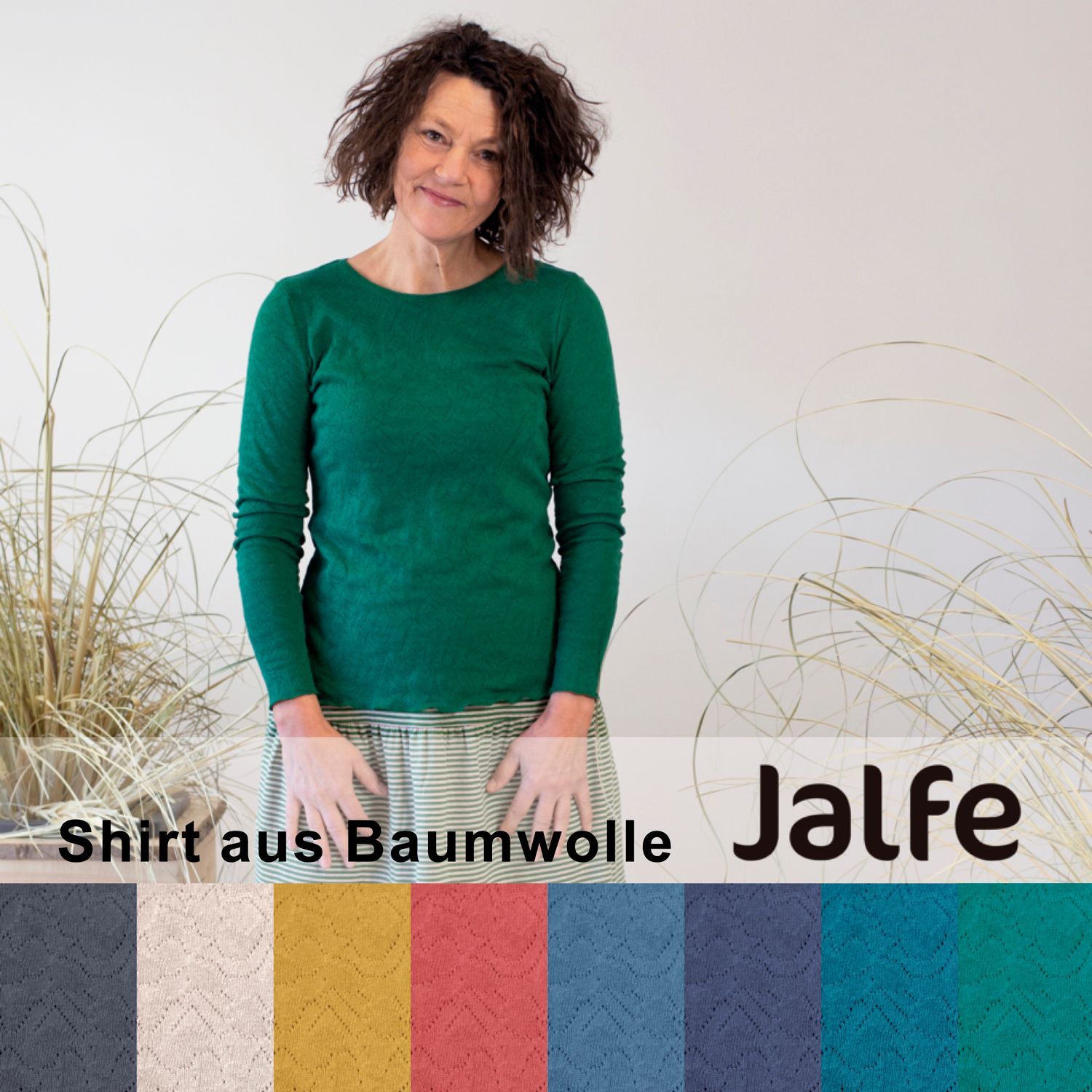 Jalfe: Langarmshirt Hilke - Jacquard Cotton uni