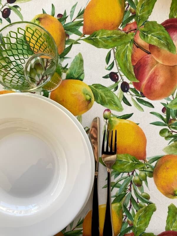 Tovaglia stampa Pesche Limoni e Olive Tovaglia stampa Pesche Limoni e Olive