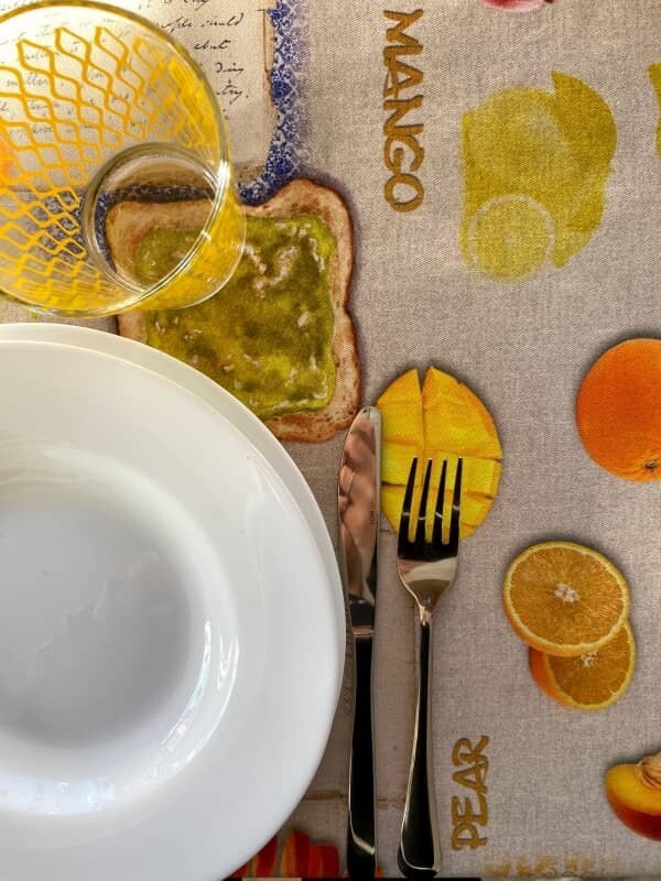 Tovaglia 100% cotone con stampa Frutta con Scritte Tovaglia 100% cotone con stampa Frutta con Scritte