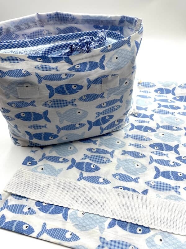 Maxi Porta Bavaglini Azzurro con Pesciolini