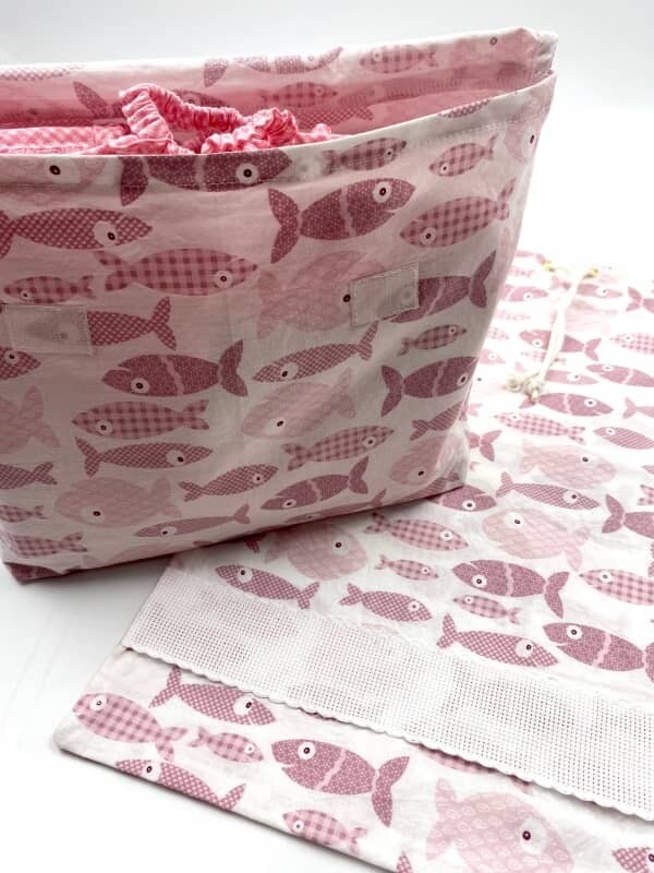Maxi Porta Bavaglini Rosa con Pesciolini