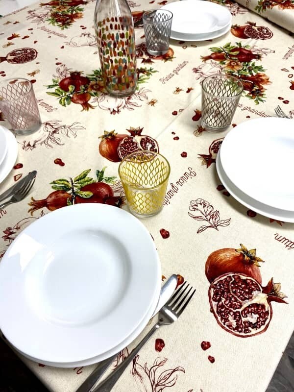 Tovaglia 100% cotone con stampa Melograni
