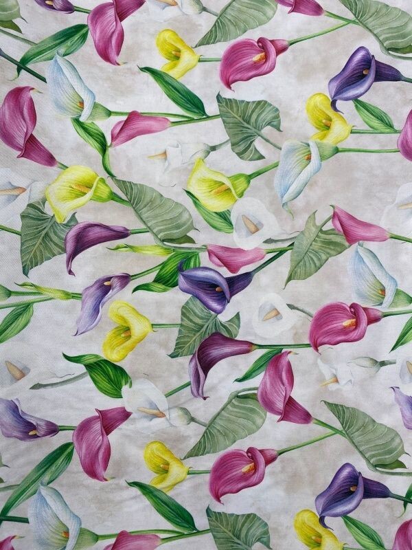 Tessuto 100% Cotone con Calle Colorate