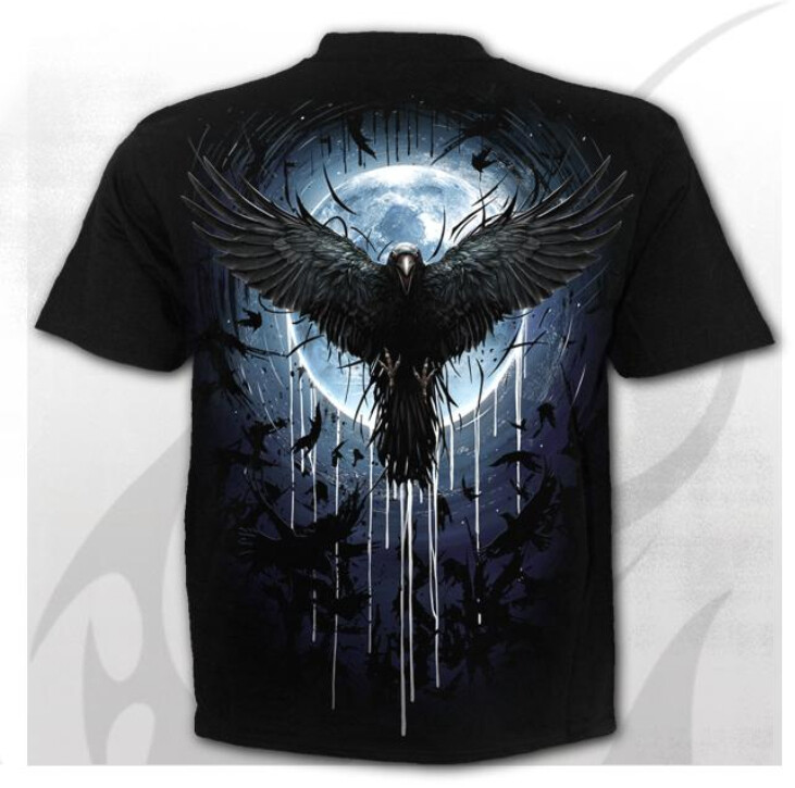Spiral M105 T-Shirt Uomo - Teschi E Fiamme Blu - Cotone 100% - Stampa Gotica Heavy Metal