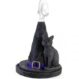 Witches Hat with Black Cat Cone Incense Burner