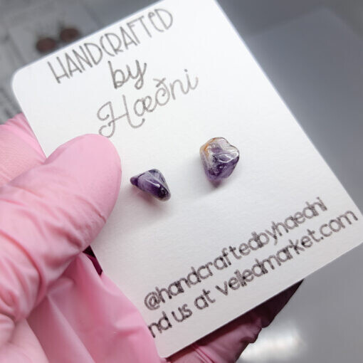 Irregular Stone Stud Earrings – Amethyst