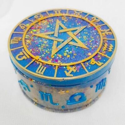 Horoscope Pentagram Blue Trinket Box