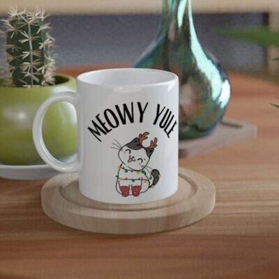 Meowy Yule White 11oz Ceramic Mug