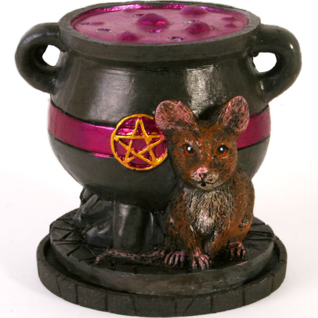 Cauldron with Mouse Cone Incense Burner