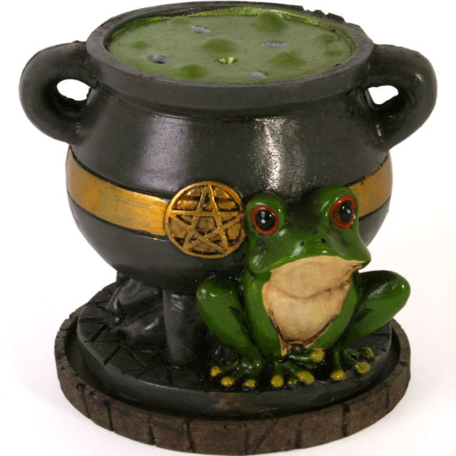 Cauldron with Toad Cone Incense Burner