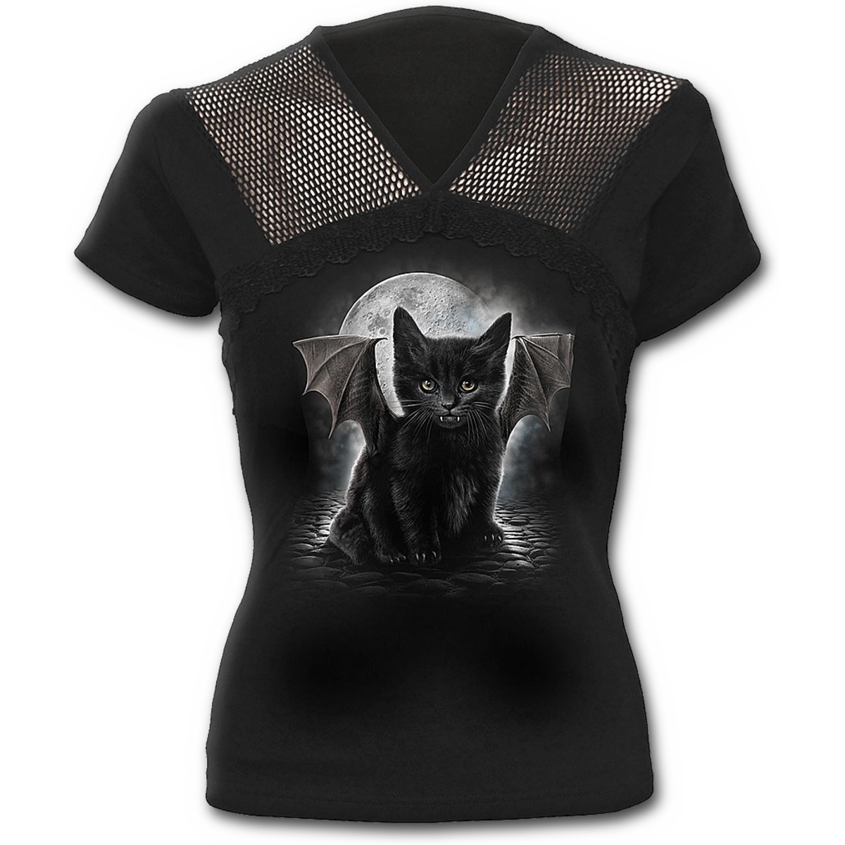 Bat Cat Mesh Top T-Shirt
