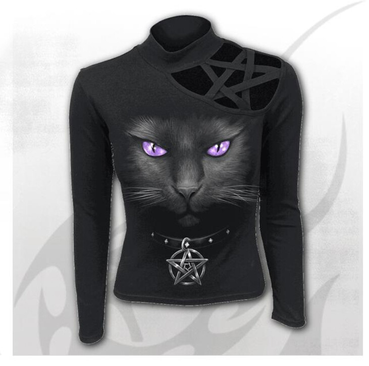 BLACK CAT - Pentagram Shoulder Longsleeve Top BLACK CAT - Pentagram Shoulder Longsleeve Top