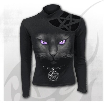 BLACK CAT - Pentagram Shoulder Longsleeve Top BLACK CAT - Pentagram Shoulder Longsleeve Top