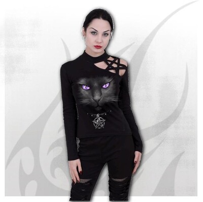 BLACK CAT - Pentagram Shoulder Longsleeve Top