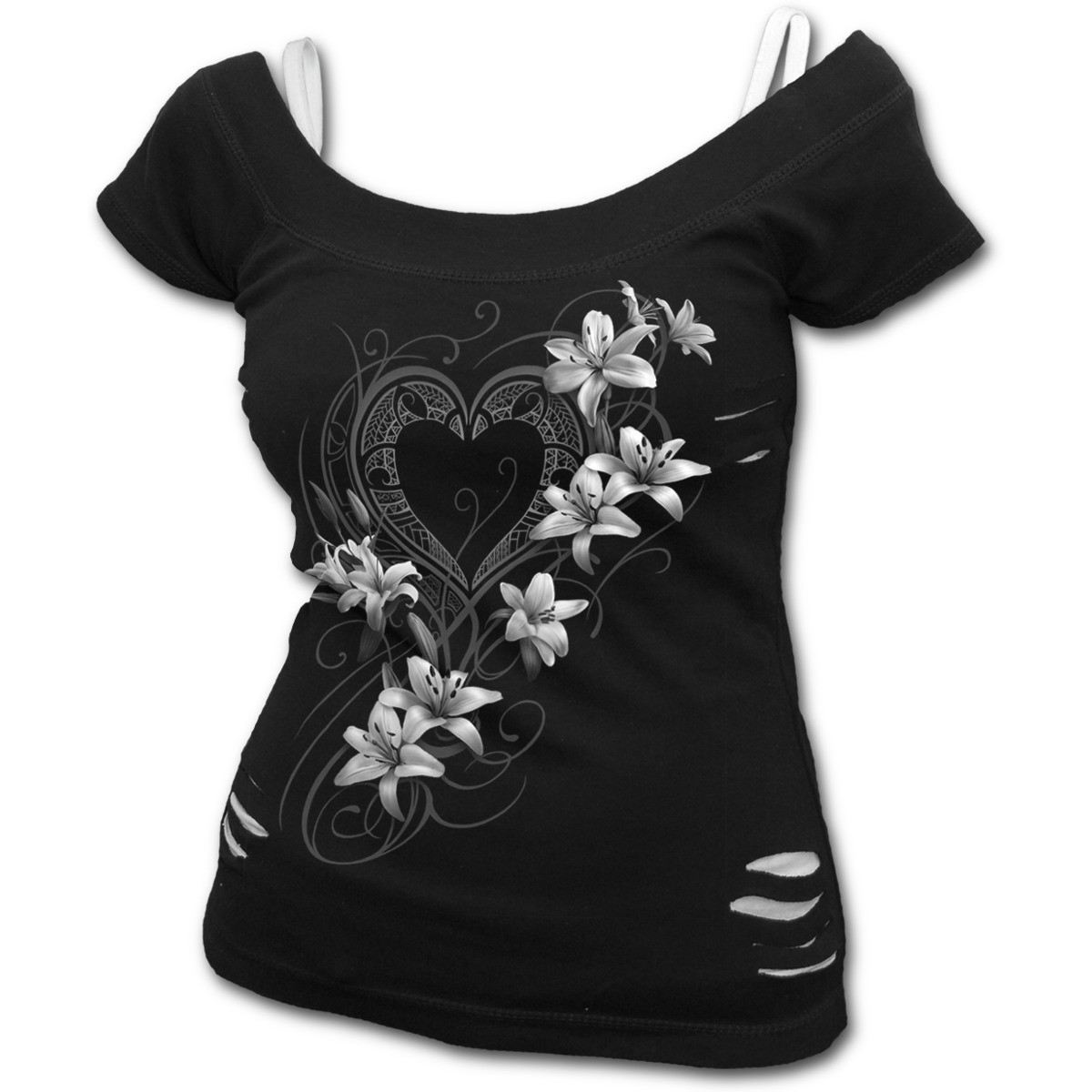 PURE OF HEART - 2in1 White Ripped Top PURE OF HEART - 2in1 White Ripped Top