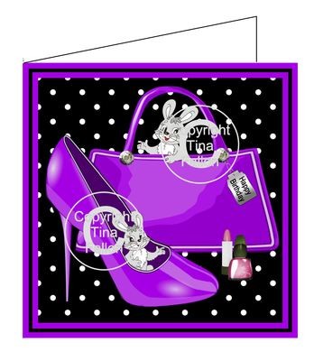 Bag, shoe and bunnies Print and Cut Card Template