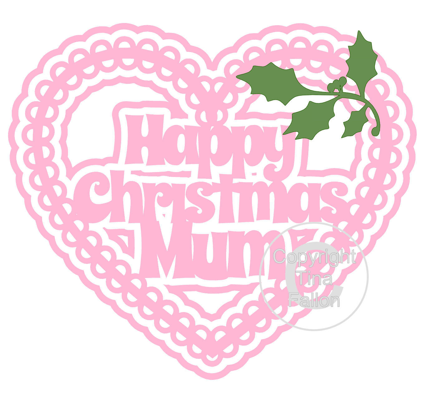 Christmas Heart Mum Card Topper / Hanging Ornament