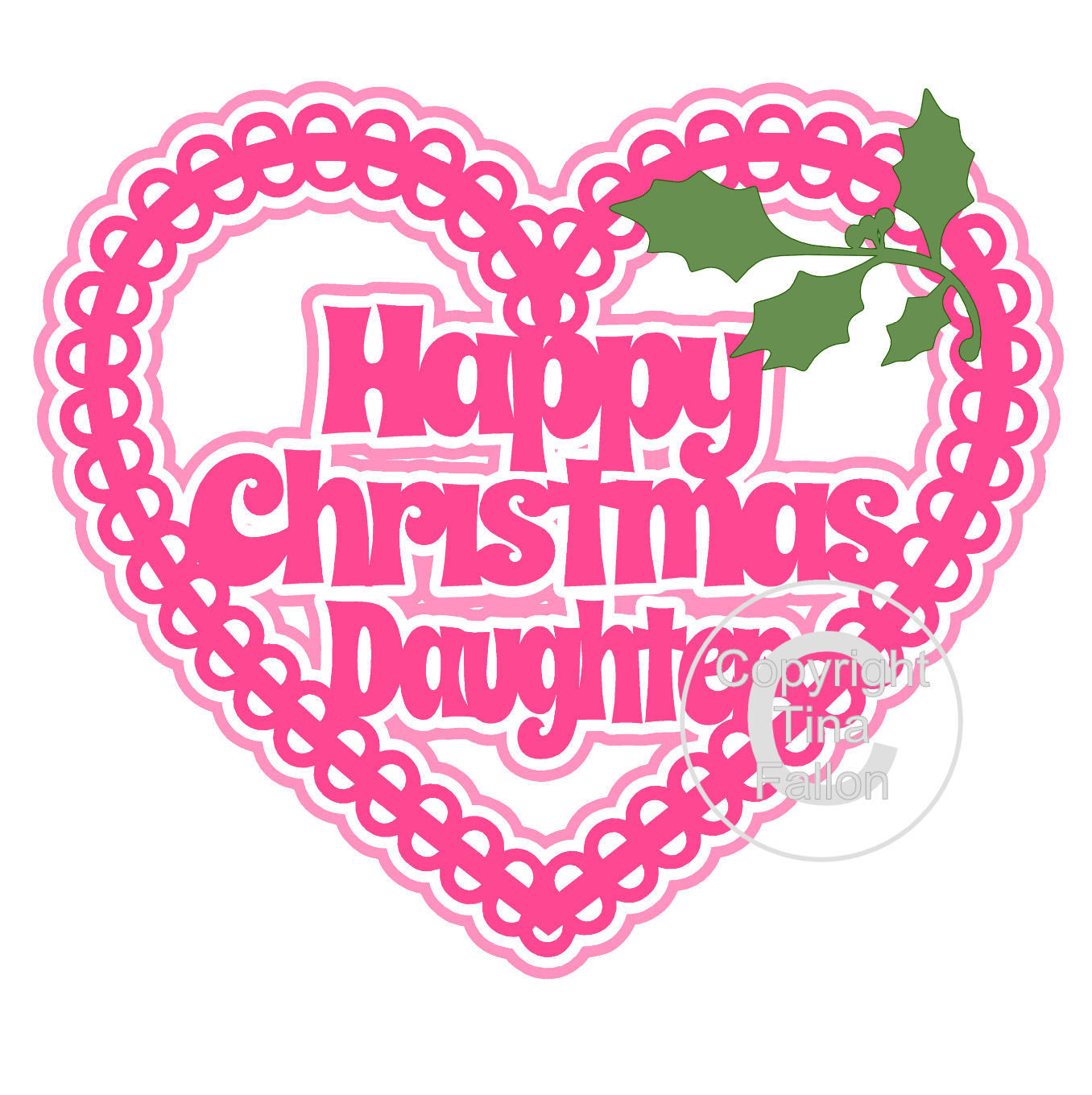 Christmas Heart Daughter Card Topper / Hanging Ornament