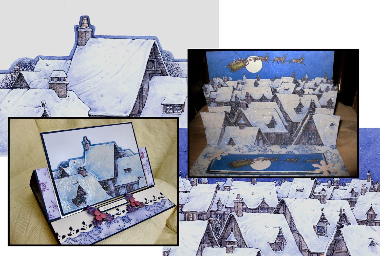 Christmas Rooftops Decoupage Print N cut for Cameo