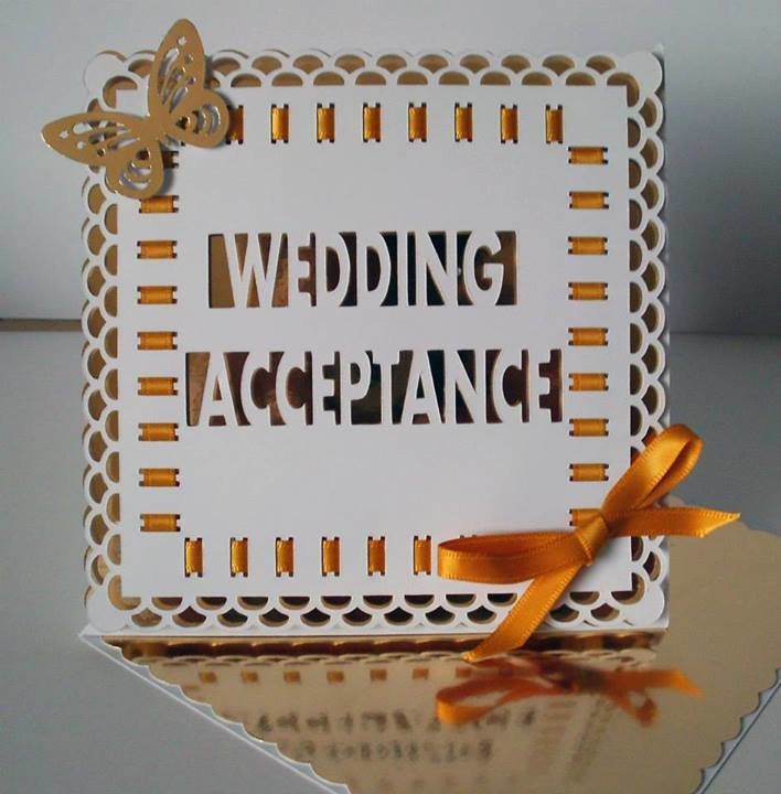 Wedding Acceptance Easel Card with box