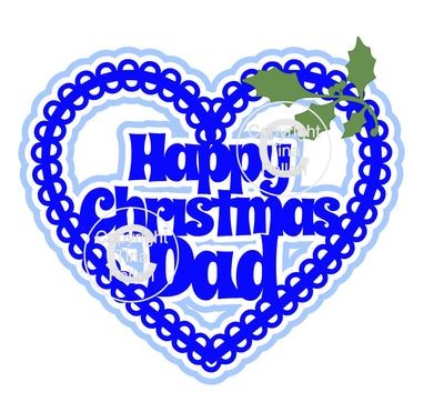 Christmas Heart DAD Card Topper / Hanging Ornament