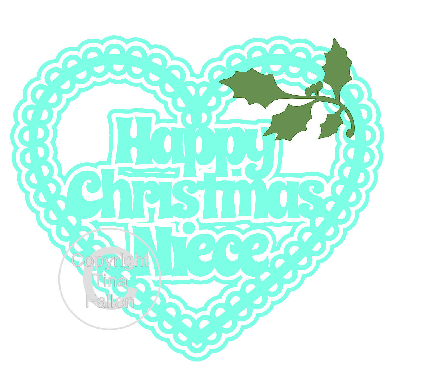 Christmas Heart Niece Card Topper / Hanging Ornament