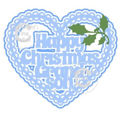 Christmas Heart Grandson Card Topper / Hanging Ornament