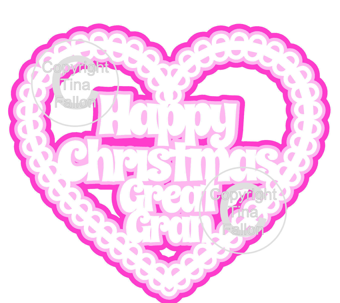 Christmas Heart Great Gran Card Topper / Hanging Ornament